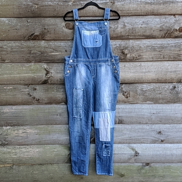 Rue21 Denim - Rue21 Patchwork Distressed Stretch Denim Overalls